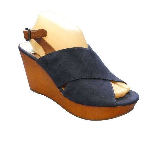 Lucky Brand Shoes - Lucky Brand Merrona Blue Open Toe Platform Wedge Heel Sandals Womens 10